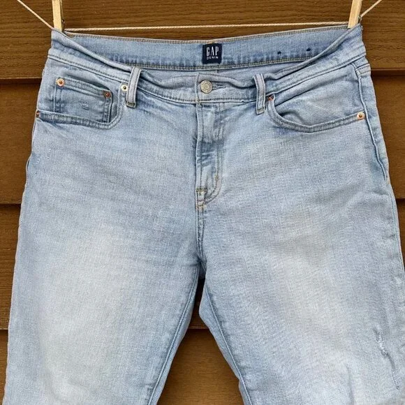 Gap Girlfriend High Rise Light Blue Denim Ankle Crop Jeans Sz 8 - Picture 13 of 13